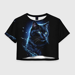 Женский топ Черный кот - брызги воды