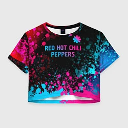 Футболка 3D укороченная женская Red Hot Chili Peppers - neon gradient: символ свер, цвет: 3D-принт