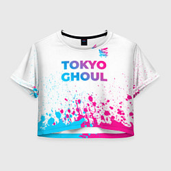 Футболка 3D укороченная женская Tokyo Ghoul neon gradient style: символ сверху, цвет: 3D-принт