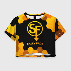 Футболка 3D укороченная женская Sally Face - gold gradient, цвет: 3D-принт