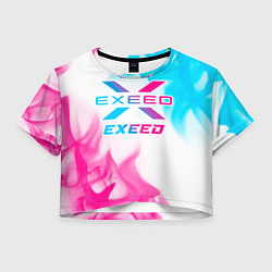 Футболка 3D укороченная женская Exeed neon gradient style, цвет: 3D-принт