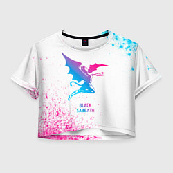 Футболка 3D укороченная женская Black Sabbath neon gradient style, цвет: 3D-принт