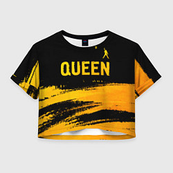 Футболка 3D укороченная женская Queen - gold gradient: символ сверху, цвет: 3D-принт