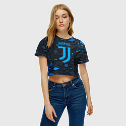 Футболка 3D укороченная женская Juventus blue logo, цвет: 3D-принт — фото 2