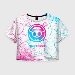 Футболка 3D укороченная женская One Piece neon gradient style, цвет: 3D-принт