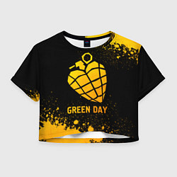 Футболка 3D укороченная женская Green Day - gold gradient, цвет: 3D-принт