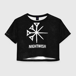Футболка 3D укороченная женская Nightwish glitch на темном фоне, цвет: 3D-принт