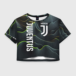 Футболка 3D укороченная женская Juventus dark green logo, цвет: 3D-принт