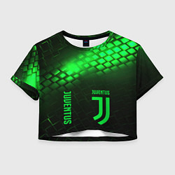 Футболка 3D укороченная женская Juventus green logo neon, цвет: 3D-принт