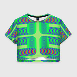Футболка 3D укороченная женская Дуги на зеленом фоне, цвет: 3D-принт