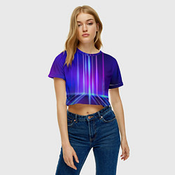 Футболка 3D укороченная женская Neon glow - vaporwave - strips, цвет: 3D-принт — фото 2