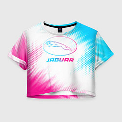Футболка 3D укороченная женская Jaguar neon gradient style, цвет: 3D-принт