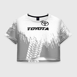 Футболка 3D укороченная женская Toyota speed на светлом фоне со следами шин: симво, цвет: 3D-принт