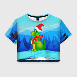 Футболка 3D укороченная женская Дракон с подарком новый год, цвет: 3D-принт