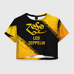 Футболка 3D укороченная женская Led Zeppelin - gold gradient, цвет: 3D-принт