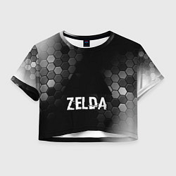 Футболка 3D укороченная женская Zelda glitch на темном фоне, цвет: 3D-принт