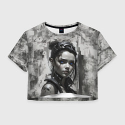 Футболка 3D укороченная женская Синеглазка, цвет: 3D-принт