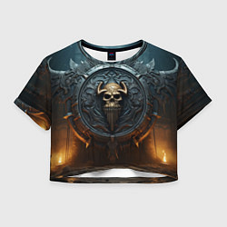 Футболка 3D укороченная женская Викингский герб, цвет: 3D-принт