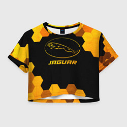 Футболка 3D укороченная женская Jaguar - gold gradient, цвет: 3D-принт