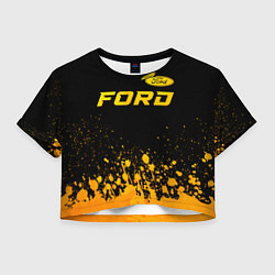 Футболка 3D укороченная женская Ford - gold gradient посередине, цвет: 3D-принт
