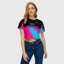 Футболка 3D укороченная женская Ozzy Osbourne - neon gradient посередине, цвет: 3D-принт — фото 2