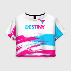 Футболка 3D укороченная женская Destiny neon gradient style посередине, цвет: 3D-принт