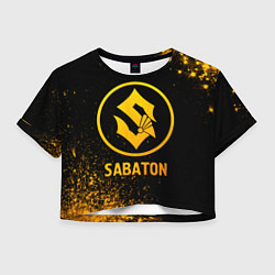 Футболка 3D укороченная женская Sabaton - gold gradient, цвет: 3D-принт