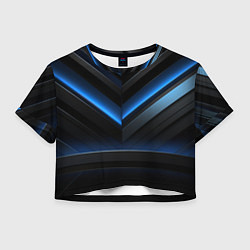 Футболка 3D укороченная женская Оттенки синего абстракция, цвет: 3D-принт