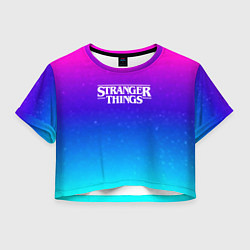 Футболка 3D укороченная женская Stranger Things gradient colors, цвет: 3D-принт