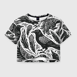 Женский топ Черные вороны руны паттерн