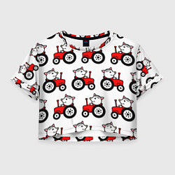 Женский топ Поросенок Пётр на красном тракторе