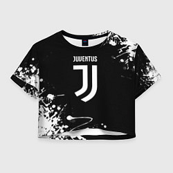 Футболка 3D укороченная женская Juventus краски белые, цвет: 3D-принт