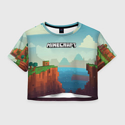 Футболка 3D укороченная женская Minecraft logo квадратный мир, цвет: 3D-принт