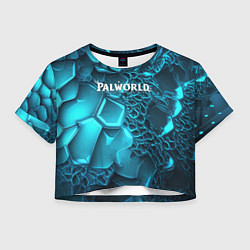 Женский топ Palworld логотип на ярких синих неоновых плитах
