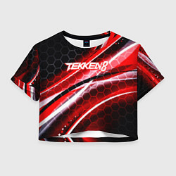 Футболка 3D укороченная женская Tekken 8 огненное лого файтинг, цвет: 3D-принт