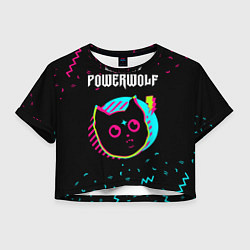 Футболка 3D укороченная женская Powerwolf - rock star cat, цвет: 3D-принт
