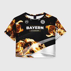 Футболка 3D укороченная женская Bayern legendary sport fire, цвет: 3D-принт