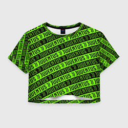 Футболка 3D укороченная женская Juventus green pattern sport, цвет: 3D-принт