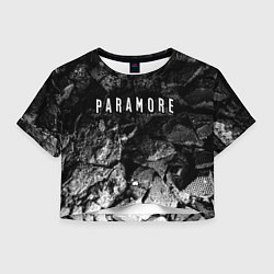 Футболка 3D укороченная женская Paramore black graphite, цвет: 3D-принт