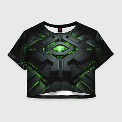 Женский топ Объемная абстрактная яркая зеленая фигура на черно