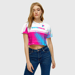 Футболка 3D укороченная женская Hoffenheim neon gradient style посередине, цвет: 3D-принт — фото 2