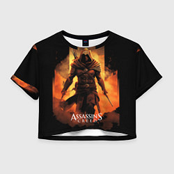 Футболка 3D укороченная женская Assassins creed пустыня на фоне, цвет: 3D-принт