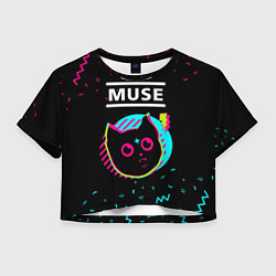 Футболка 3D укороченная женская Muse - rock star cat, цвет: 3D-принт