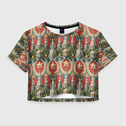 Футболка 3D укороченная женская СССР ретро стиль, цвет: 3D-принт