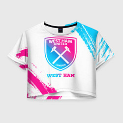 Футболка 3D укороченная женская West Ham neon gradient style, цвет: 3D-принт