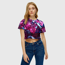 Футболка 3D укороченная женская Яркие розовые хрусталики, цвет: 3D-принт — фото 2