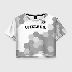 Футболка 3D укороченная женская Chelsea sport на светлом фоне посередине, цвет: 3D-принт