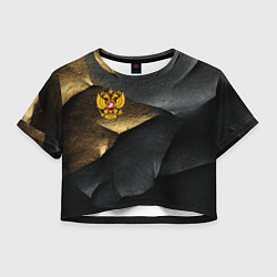 Женский топ Золотой герб России на темном фоне