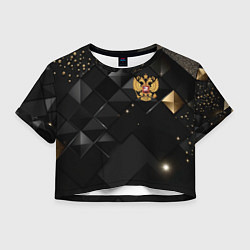 Женский топ Золотой герб России на черно-золотой текстуре