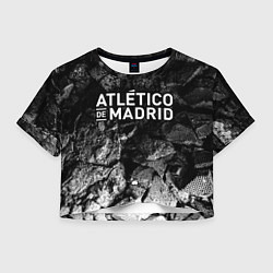 Футболка 3D укороченная женская Atletico Madrid black graphite, цвет: 3D-принт